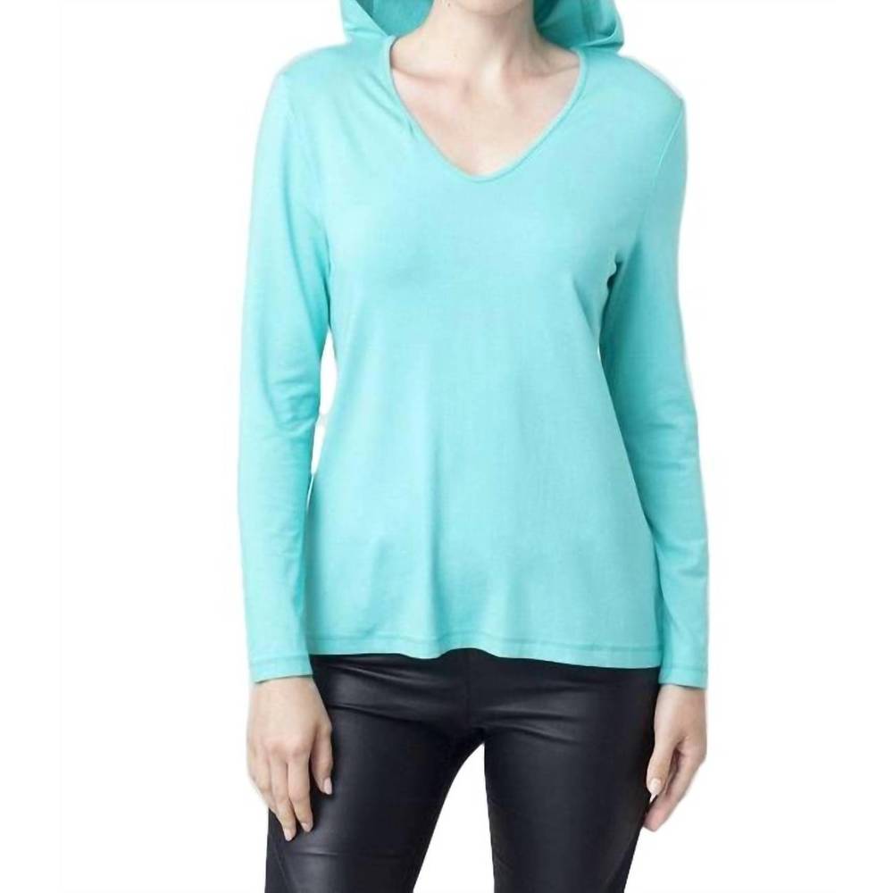 NEW ANGEL hooded v-neck top in mint